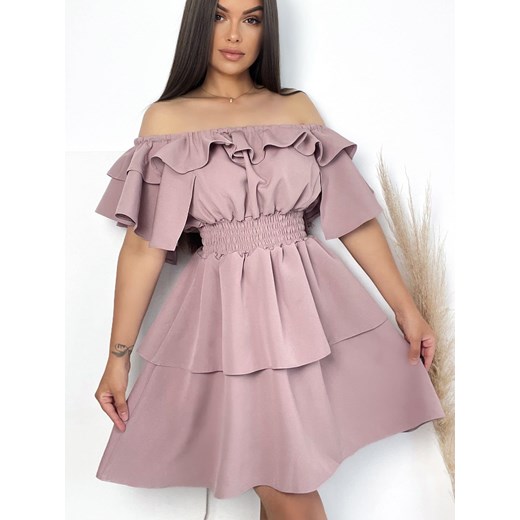 sukienka hiszpanka valentina by mielczarkowski polski produkt - ciemny brudny róż ze sklepu STYLOWO w kategorii Sukienki - zdjęcie 174374377
