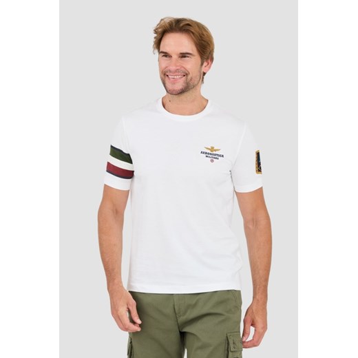 AERONAUTICA MILLITARE Biały t-shirt Tricolor and badge, Wybierz rozmiar XL ze sklepu outfit.pl w kategorii T-shirty męskie - zdjęcie 174421485