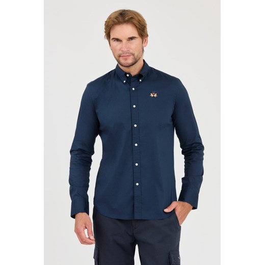 LA MARTINA Granatowa koszula Poplin Stretch, Rozmiar XXL ze sklepu outfit.pl w kategorii Koszule męskie - zdjęcie 174421546