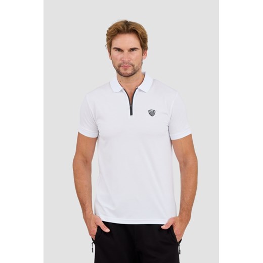 EA7 Biała koszukla polo rozpinana na zamek, Rozmiar L ze sklepu outfit.pl w kategorii T-shirty męskie - zdjęcie 174421668