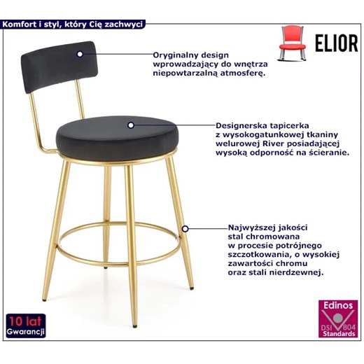 Czarno złoty hoker glamour tapicerowany welurem - Wemex Elior One Size Edinos.pl