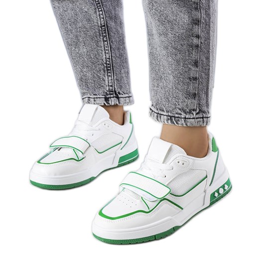 Zielone sneakersy damskie Kadie białe ze sklepu ButyModne.pl w kategorii Buty sportowe damskie - zdjęcie 174518457
