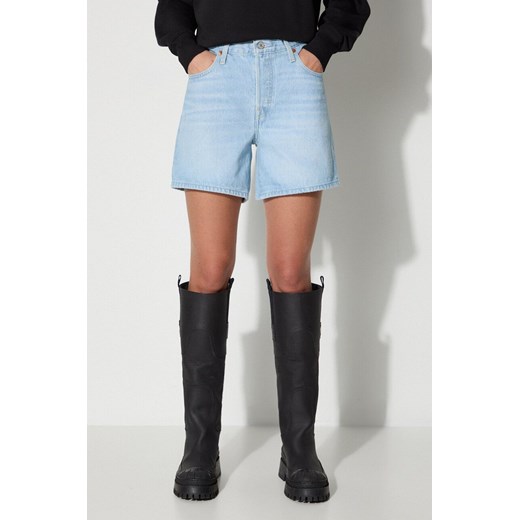 Levi's szorty jeansowe damskie kolor niebieski gładkie high waist 26 PRM promocyjna cena