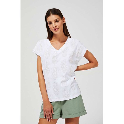 T-shirt damski z nadrukiem w ananasy biały 44 5.10.15