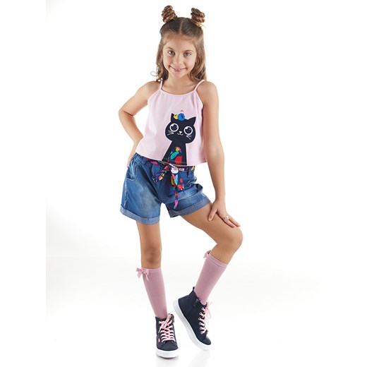 Denokids 2-częściowy zestaw &quot;Cat in Flowers&quot; w kolorze jasnoróżowo-niebieskim ze sklepu Limango Polska w kategorii Bluzki dziewczęce - zdjęcie 174542647