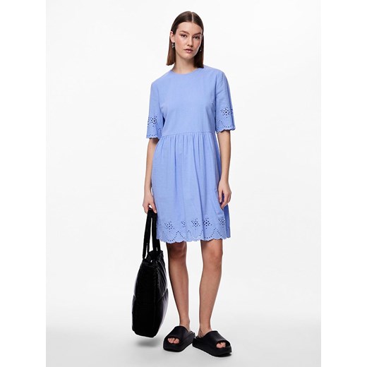 Niebieska sukienka Pieces mini luźna