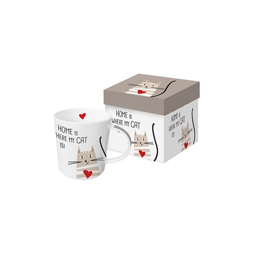 ppd Kubek jumbo &quot;Home cat&quot; w kolorze białym ze wzorem - 350 ml ze sklepu Limango Polska w kategorii Kubki - zdjęcie 174547849