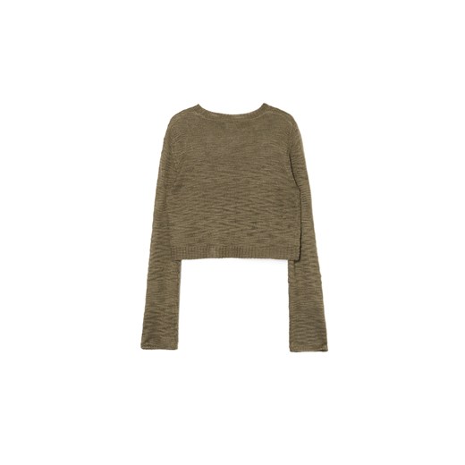 Cropp - Ciemnozielony krótki sweter - zielony Cropp XL Cropp