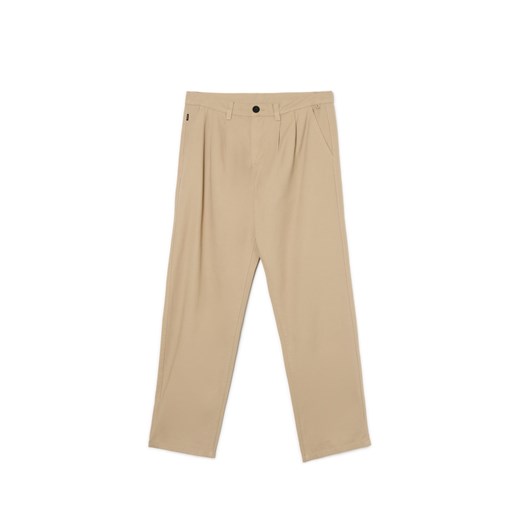 Cropp - Bawełniane spodnie loose - beżowy Cropp 28 Cropp