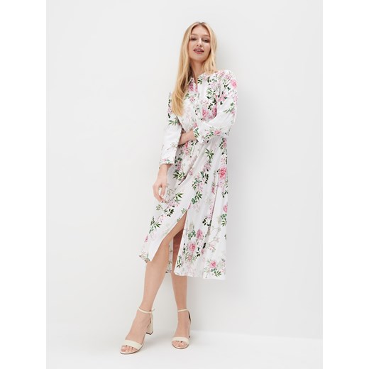 Mohito - Koszulowa sukienka midi z wiskozy - biały Mohito 38 okazyjna cena Mohito