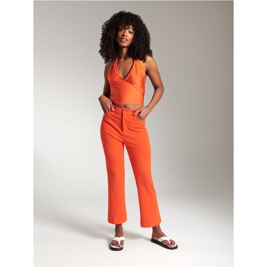 Sinsay - Crop top z wiązaniem - pomarańczowy ze sklepu Sinsay w kategorii Bluzki damskie - zdjęcie 174556378