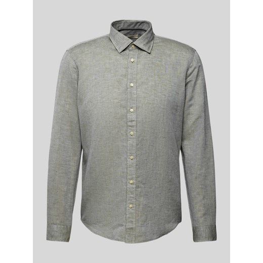 Koszula lniana o kroju slim fit z kołnierzykiem typu kent ze sklepu Peek&Cloppenburg  w kategorii Koszule męskie - zdjęcie 174557145