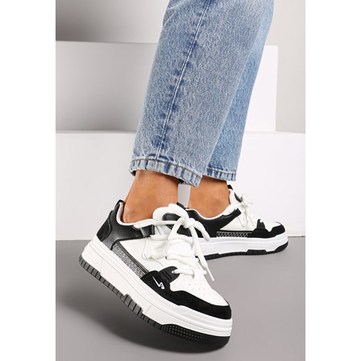 Czarne Sneakersy na Płaskiej Podeszwie Ozdobione Tłoczeniem Mlimara ze sklepu renee.pl w kategorii Buty sportowe damskie - zdjęcie 174558407