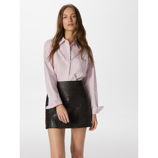 Reserved - Spódnica mini z tłoczonej skóry - ciemnobrązowy ze sklepu Reserved w kategorii Spódnice - zdjęcie 174559297