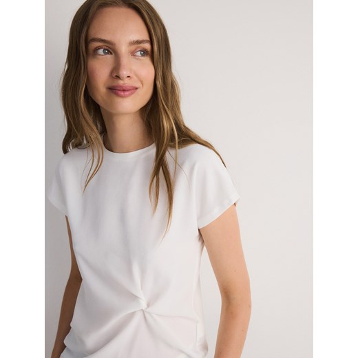 Bluzka damska Reserved z krótkim rękawem biała 