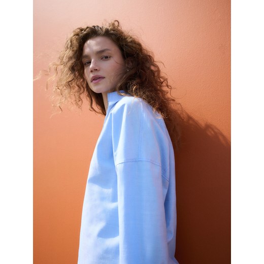 Reserved - Oversizowa koszula z dodatkiem lyocellu - jasnoniebieski Reserved XL Reserved