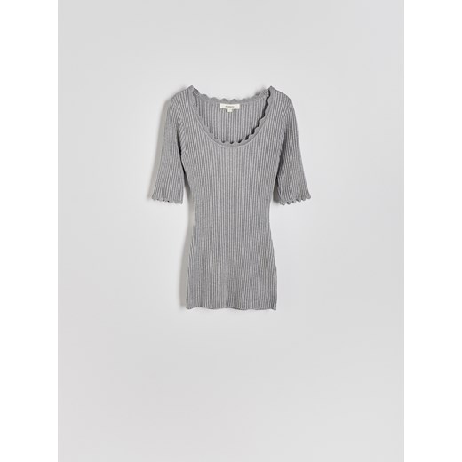 Reserved - Prążkowana bluzka z wiskozy - jasnoszary Reserved L Reserved