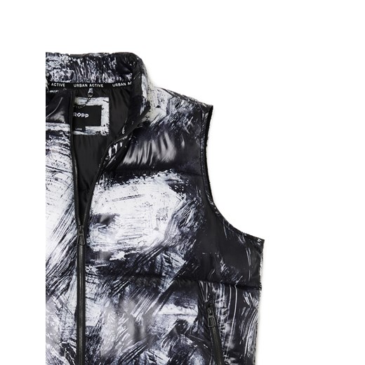 Cropp - Pikowana kamizelka z nadrukiem - czarny Cropp XS Cropp