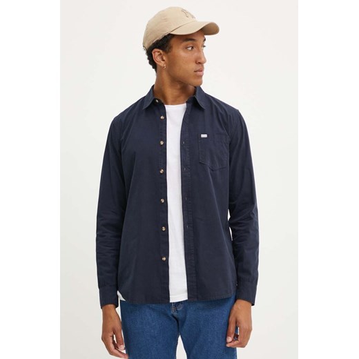 Guess Jeans koszula bawełniana męska kolor granatowy slim z kołnierzykiem klasycznym M4YH35 WGCF1 ze sklepu ANSWEAR.com w kategorii Koszule męskie - zdjęcie 174567397