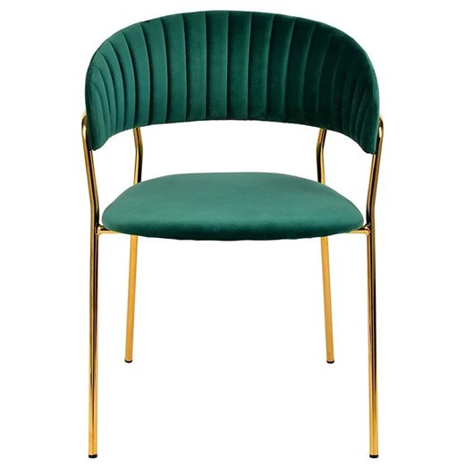 Ciemnozielone tapicerowane krzesło w stylu glamour- Piano 2X Elior One Size Edinos.pl