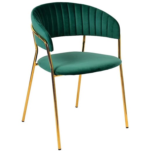 Ciemnozielone tapicerowane krzesło w stylu glamour- Piano 2X Elior One Size Edinos.pl