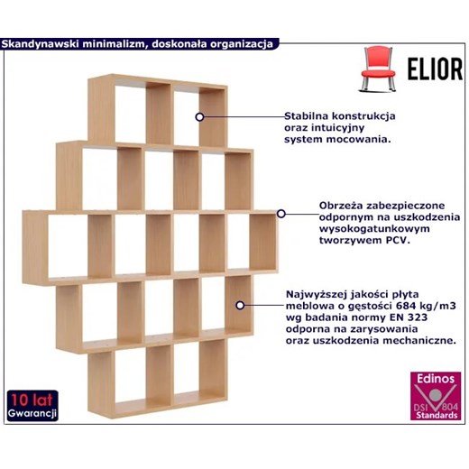 Skandynawski regał wiszący lub stojący w kolorze buk - Naviso Elior One Size Edinos.pl