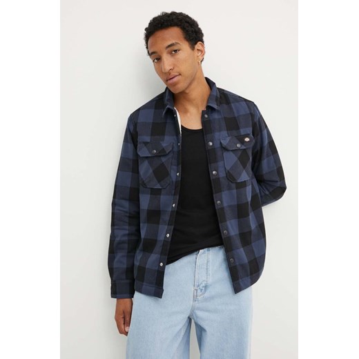 Dickies koszula męska kolor granatowy regular DK0A4XGRNV0-NAVY ze sklepu ANSWEAR.com w kategorii Koszule męskie - zdjęcie 174571758