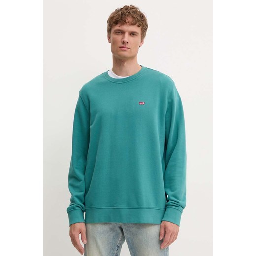 Levi&apos;s bluza męska kolor zielony gładka ze sklepu ANSWEAR.com w kategorii Bluzy męskie - zdjęcie 174572215