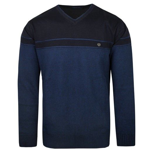 Klasyczny Męski Sweter z Dekoltem w Serek (V-Neck) - Trikko - Granat SWKOWTRIKKO669lacivertV ze sklepu JegoSzafa.pl w kategorii Swetry męskie - zdjęcie 174575305