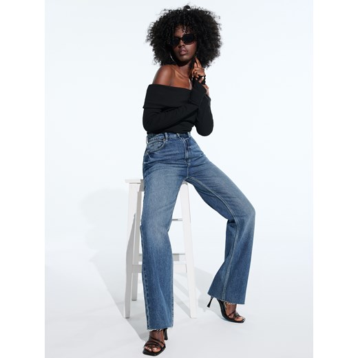 Sinsay - Jeansy wide leg - granatowy Sinsay 38 Sinsay