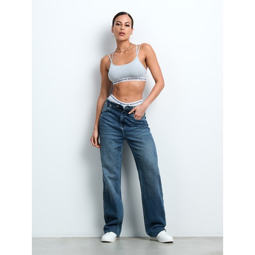 Sinsay - Jeansy wide leg - granatowy Sinsay 42 Sinsay