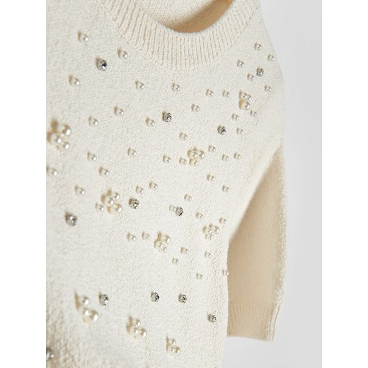 Bluzka damska Reserved z krótkim rękawem beżowa z okrągłym dekoltem 