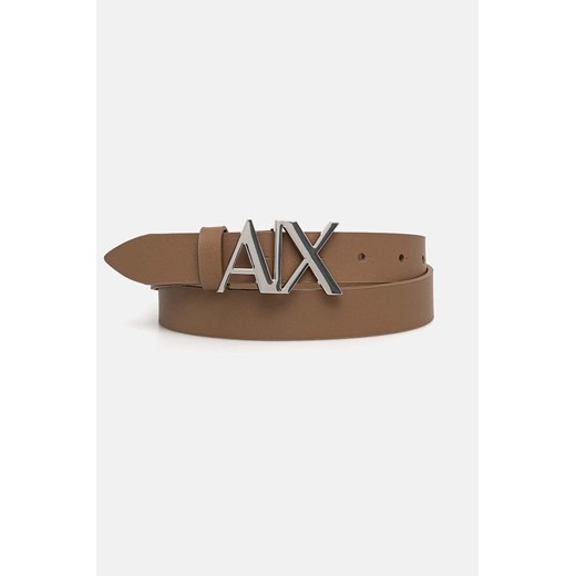 Armani Exchange pasek skórzany damski kolor brązowy ze sklepu ANSWEAR.com w kategorii Paski damskie - zdjęcie 174578609