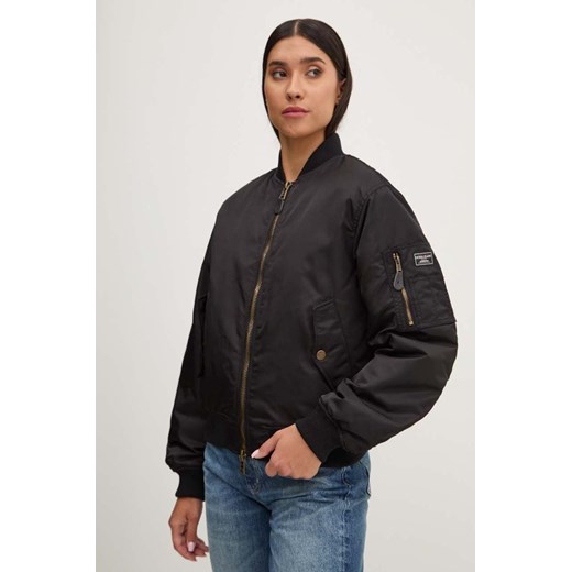 Guess Jeans kurtka bomber damski kolor czarny przejściowa oversize W4YL01 WG932 ze sklepu ANSWEAR.com w kategorii Kurtki damskie - zdjęcie 174578816