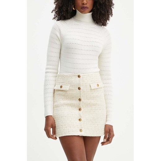 Twinset spódnica z domieszką wełny kolor beżowy mini prosta 242TP2125 ze sklepu ANSWEAR.com w kategorii Spódnice - zdjęcie 174579077