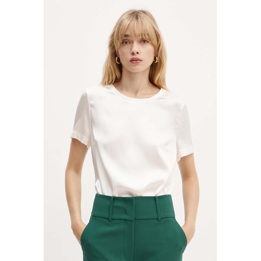 Marciano Guess bluzka jedwabna DENISE kolor beżowy z aplikacją 4YGH07 7117A ze sklepu ANSWEAR.com w kategorii Bluzki damskie - zdjęcie 174579235