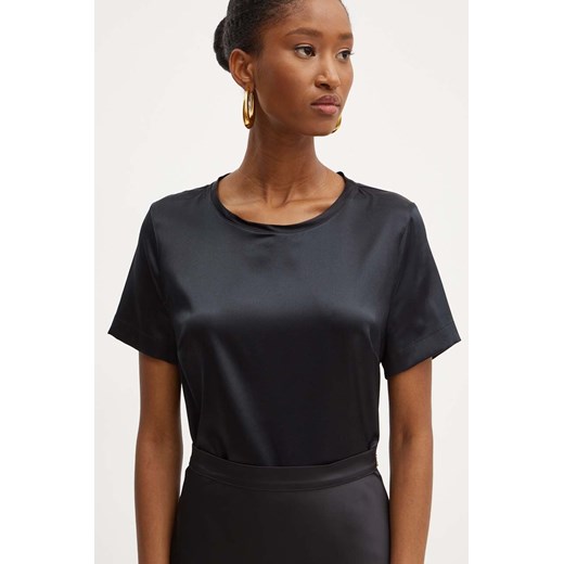 Marciano Guess bluzka jedwabna DENISE kolor czarny z aplikacją 4YGH07 7117A ze sklepu ANSWEAR.com w kategorii Bluzki damskie - zdjęcie 174579245