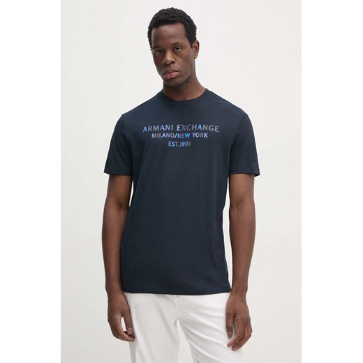 Armani Exchange t-shirt bawełniany męski kolor granatowy z nadrukiem 6DZTH5 ZJ9JZ ze sklepu ANSWEAR.com w kategorii T-shirty męskie - zdjęcie 174579286