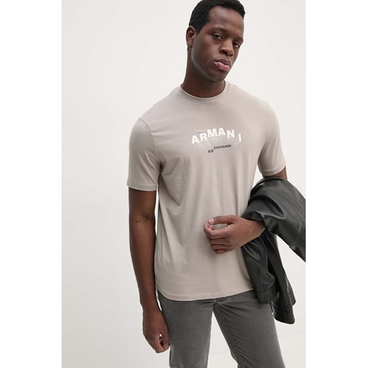 Armani Exchange t-shirt męski kolor beżowy z nadrukiem 6DZTHV ZJE6Z ze sklepu ANSWEAR.com w kategorii T-shirty męskie - zdjęcie 174579296