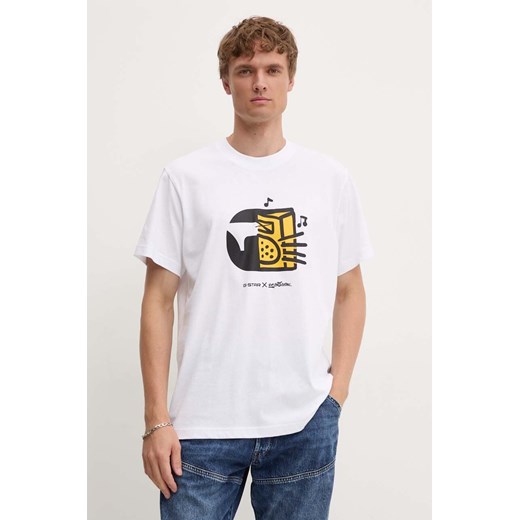 G-Star Raw t-shirt bawełniany męski kolor biały z nadrukiem D25702-C336 ze sklepu ANSWEAR.com w kategorii T-shirty męskie - zdjęcie 174579356