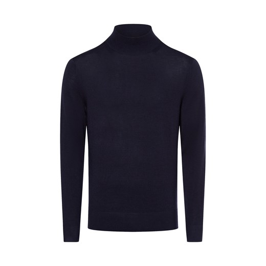 Calvin Klein Męski sweter Mężczyźni Wełna granatowy jednolity ze sklepu vangraaf w kategorii Swetry męskie - zdjęcie 174582649