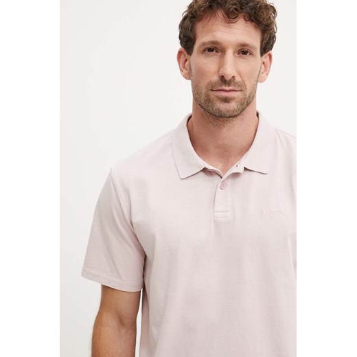 Levi&apos;s polo bawełniane kolor różowy gładki A6735 ze sklepu ANSWEAR.com w kategorii T-shirty męskie - zdjęcie 174583897