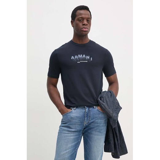 Armani Exchange t-shirt męski kolor granatowy z nadrukiem 6DZTHV ZJE6Z ze sklepu ANSWEAR.com w kategorii T-shirty męskie - zdjęcie 174583997