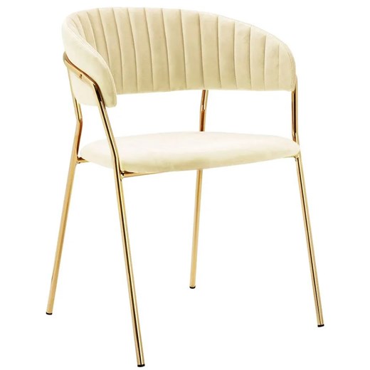 Beżowe krzesło tapicerowane w stylu glamour M1-K84 ze sklepu Edinos.pl w kategorii Krzesła - zdjęcie 174584199