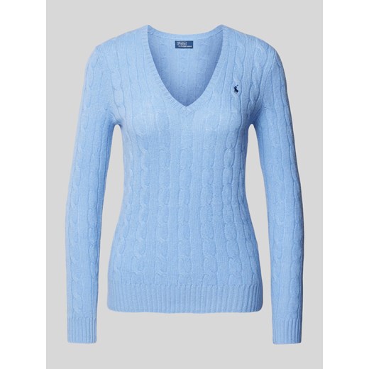 Sweter z dzianiny z mieszanki wełny i kaszmiru ze ściegiem warkoczowym ze sklepu Peek&Cloppenburg  w kategorii Swetry damskie - zdjęcie 174584908