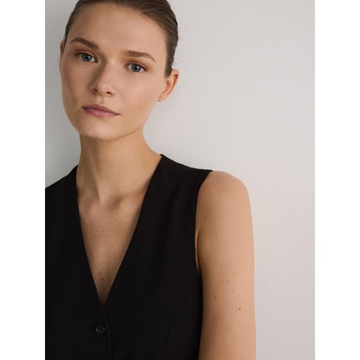 Reserved - Kamizelka z dodatkiem wiskozy - czarny Reserved XS Reserved