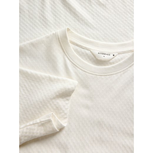 T-shirt męski biały Reserved z krótkim rękawem 