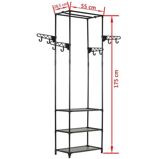 Czarny wieszak do garderoby na ubrania z półkami - Kepler 2X Elior One Size Edinos.pl