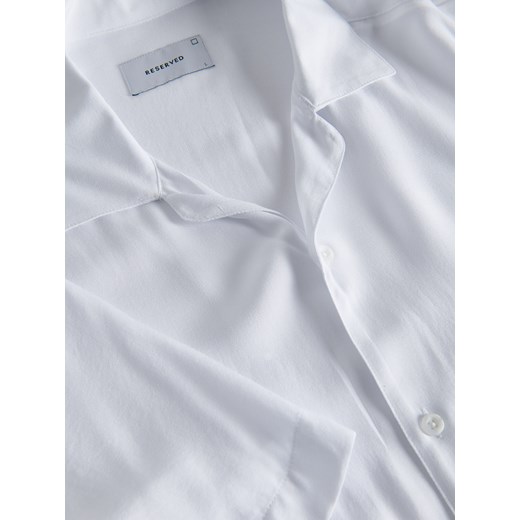 Koszula męska biała Reserved casual z wiskozy z długimi rękawami 
