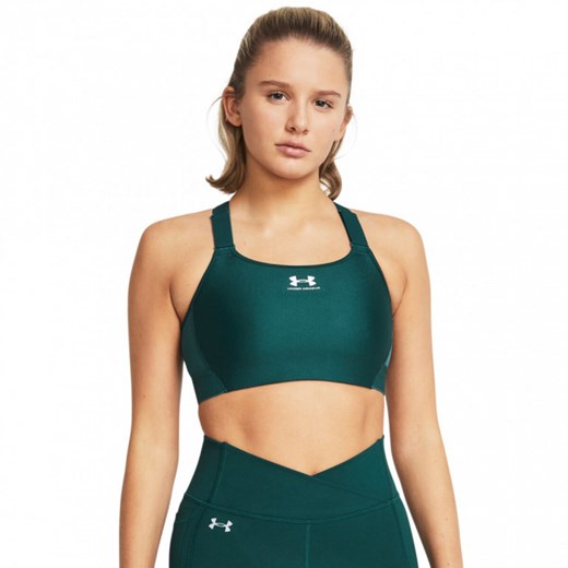 Biustonosz treningowy Under Armour UA HeatGear High - zielony ze sklepu Sportstylestory.com w kategorii Biustonosze - zdjęcie 174589166